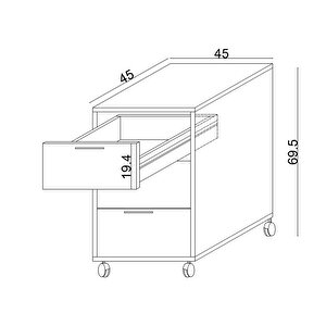 Moss Komodin Safir Meşe- Beyaz Çekmece