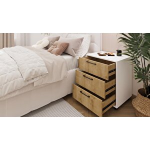 Moss Komodin Beyaz (safir Meşe Çekmece)