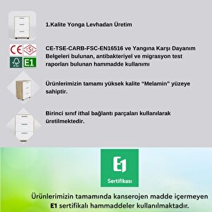 Erc Moss Komodin Beyaz (safir Meşe Çekmece)