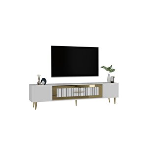 Dekolp3dd Tv Sehpasi Beyaz-altin