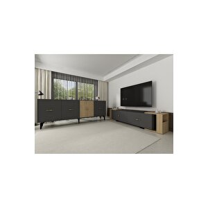 Verydd 2'li Salon Takımı 180 Cm Konsol (kx180) Ve Tv Sehpası Antrasit-safirmeşe Antrasit-Safirmeşe