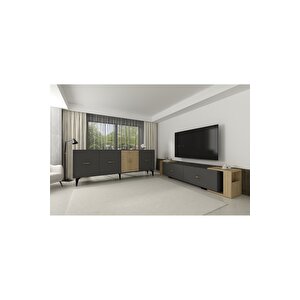 Verydd 2'li Salon Takımı 180 Cm Konsol (kx180) Ve Tv Sehpası Antrasit-safirmeşe Antrasit-Safirmeşe