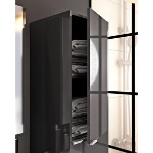 Lotus Boy Dolabı Çok Amaçlı Dolap Antrasit Komple Mebran Mdf