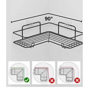 Karen Banyo 2 Adet Yapışkanlı Banyo Rafı, Paslanmaz Banyo Düzenleyici Köşeli Şampuanlık Raf Sy003-b