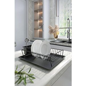 Tek Katlı Tepsili Bulaşıklık, Bulaşık Sepeti Siyah Sm011-b