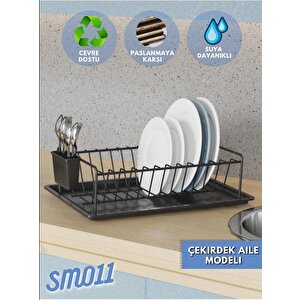 Tek Katlı Tepsili Bulaşıklık, Bulaşık Sepeti Siyah Sm011-b
