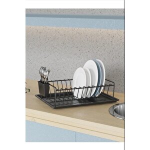 Tek Katlı Tepsili Bulaşıklık, Bulaşık Sepeti Siyah Sm011-b