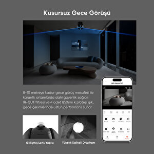 Şımart Akıllı Wi-fi Kamera 360° 3k Yüksek Çözünürlüklü Gece Görüş Özellikli