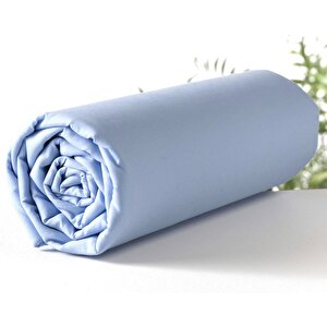 Yüzde Yüz Pamuklu Açık Mavi 100x200+50x70 Tek Kişilik Lastikli Çarşaf Seti