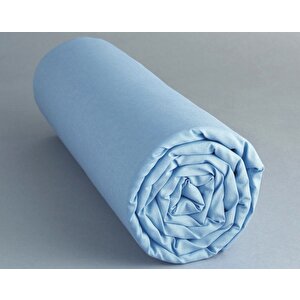 Yüzde Yüz Pamuklu Açık Mavi 100x200+50x70 Tek Kişilik Lastikli Çarşaf Seti