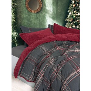 Cozy Home Festive Çift Kişilik Çift Taraflı Peluş Yorgan Noel Kırmızı