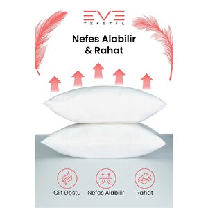 2 Adet Silikon Elyaf Nonwoven Yıkanabilir Antialerjik Vakumlu Yastık Seti 50x70cm 600 Gr