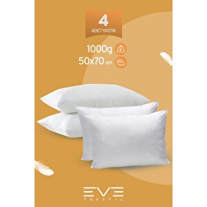 4 Adet Rollpack Yastık Mikrosilikon Ev Ve Hotel Yastığı 50x70cm Yüksek Dolgulu 1000 Gr