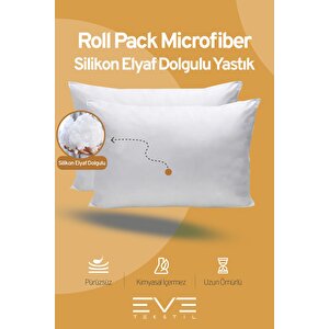 4 Adet Rollpack Yastık Mikrosilikon Ev Ve Hotel Yastığı 50x70cm Yüksek Dolgulu 1000 Gr