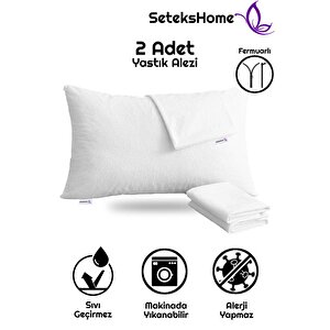 Sıvı Geçirmez Fermuarlı Yastık Alezi Yastık İçi Yastık Kılıfı 2 Adet
