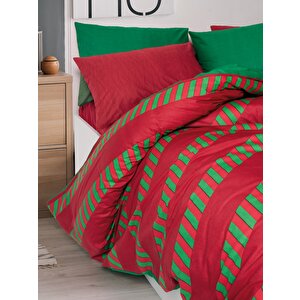 Festive Çift Kişilik Lastikli Çarşaflı Nevresim Takımı Holly Yeşil