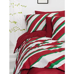 Festive Çift Kişilik Lastikli Çarşaflı Nevresim Takımı Merry Kırmızı