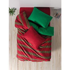  festive Tek Kişilik Lastikli Çarşaflı Nevresim Takımı Holly Yeşil