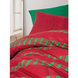 Cozy Home festive Tek Kişilik Lastikli Çarşaflı Nevresim Takımı Holly Yeşil