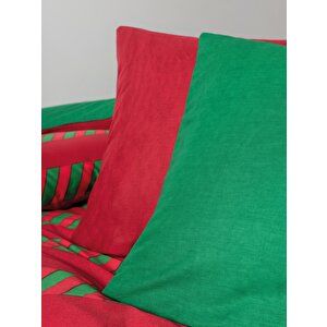 Cozy Home festive Tek Kişilik Lastikli Çarşaflı Nevresim Takımı Holly Yeşil