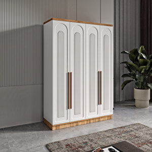 Guneystore Ücretsiz Montaj Flora 4 Kapaklı Komple Mdf Gardırop - Elbise Dolabı