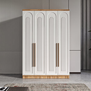 Guneystore Ücretsiz Montaj Flora 4 Kapaklı Komple Mdf Gardırop - Elbise Dolabı