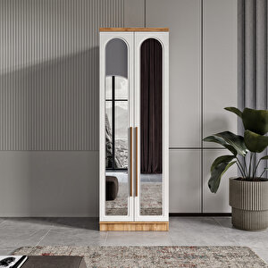 Ücretsiz Montaj Flora 2 Kapaklı Aynalı Komple Mdf Gardırop - Elbise Dolabı