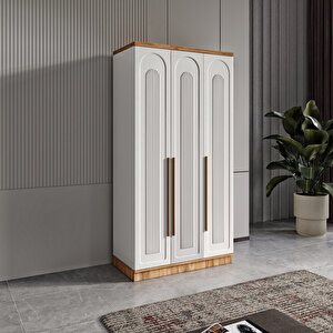 Guneystore Ücretsiz Montaj Flora 3 Kapaklı Komple Mdf Gardırop - Elbise Dolabı
