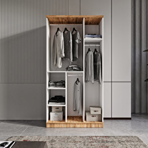 Guneystore Ücretsiz Montaj Flora 3 Kapaklı Komple Mdf Gardırop - Elbise Dolabı