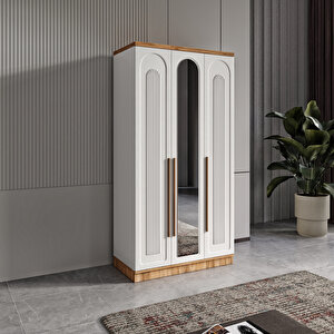 Guneystore Ücretsiz Montaj Flora 3 Kapaklı Komple Mdf Aynalı Gardırop - Elbise Dolabı