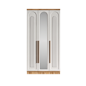 Guneystore Ücretsiz Montaj Flora 3 Kapaklı Komple Mdf Aynalı Gardırop - Elbise Dolabı