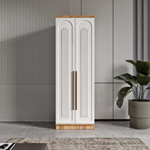 Guneystore Ücretsiz Montaj Flora 2 Kapaklı Komple Mdf Gardırop - Elbise Dolabı