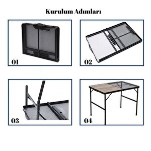 Eazy Katlanır Kamp Masası Izgaralı Ahşap