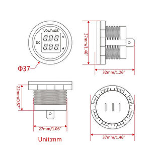 Aek-tech Dc12v/24v Dijital Voltmetre Ampermetre