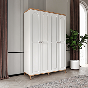 Ücretsiz Montaj Bohem 4 Kapaklı Komple Mdf Gardırop - Elbise Dolabı