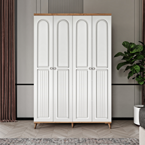 Ücretsiz Montaj Bohem 4 Kapaklı Komple Mdf Gardırop - Elbise Dolabı