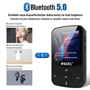 X52 Mp3 Çalar Bluetooth 5.0 8gb Fm Radyo Pedometre Saat