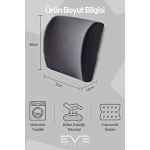 Oto Araç Sandalye Ofis Minderi Ortopedik Bel Minderi Fermuarlı Ortopedik Visco Sırt Yastığı