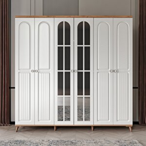 Ücretsiz Montaj Komple Mdf Bohem 6 Kapaklı Aynalı Gardırop