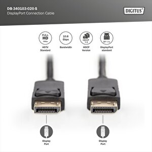 Displayport (dp) Bağlantı Kablosu, Dp Erkek - Dp Erkek, 2 Metre, Kilit Mekanizmalı, Dp, 1.1a Uyumlu,siyah Renk Tdrtr