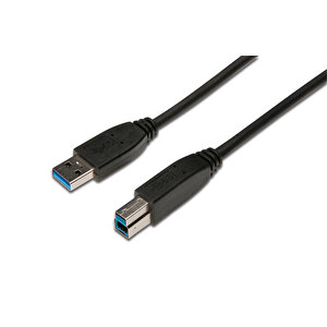 Usb 3.0 Bağlantı Kablosu, Usb A Erkek - Usb B Erkek, 1.80 Metre, Cu, Awg 28, 2x Zırhlı, Ul, Siyah Renk