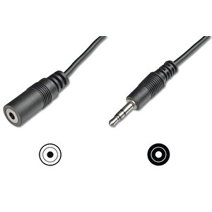 Audio Uzatma Kablosu, Stereo 3.5mm Erkek - 3.5mm Dişi, 5 Metre, Ccs, 2x0.10/10, Zırhlı, Siyah Renk Tdrtr