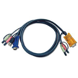 Usb Kvm (keyboard/video Monitor/mouse) Switch İçin Kablo, 3 Metre, 1 X Sphd-15 Erkek, 2 X Audio Plug  1 X Monitör 15 Pin Hdb Erkek, 1 X Klavye / Mouse Usb A Erkek, 2 X Audio Yuvası
