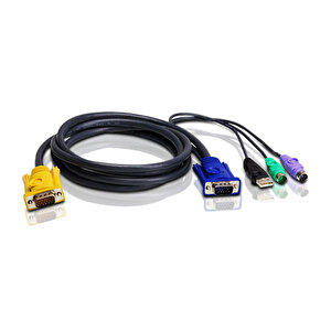 Ps/2-usb Kvm (keyboard/video Monitor/mouse) Switch İçin Kablo, 3 Metre, 1 X Sphd-15 Erkek  1 X Monitör 15 Pin Hdb Erkek, 1 X Klavy
