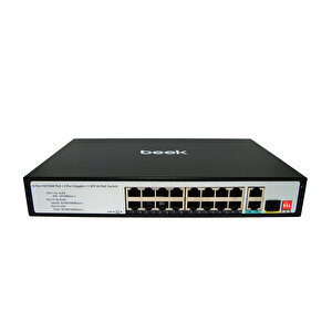 Beek Yönetilemeyen Poe+ Switch 16 X 10/100mbps Ieee802.3af/at Poe+ Port (port Başına 30.8 Watt) (poe Güç Bütçesi Maks. 200w) 2 X 1