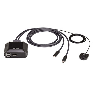 2-port Usb-c 4k Displayport Kvm Switch, Uzak Port Seçici Dahil 2-port Usb-c 4k Displayport Kvm Switch With Remote Port Selector Td