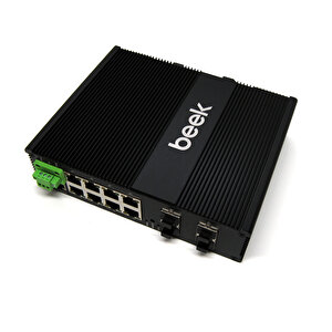 Beek Yönetilebilir L2+ 10g Endüstriyel Poe Switch 8 X 10/100/1000t Ieee802.3af/at Poe+ Port (port Başına 30.8 Watt) (poe Güç Bütçe