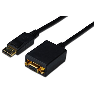 Displayport (dp) &lt;-&gt; Vga Adaptörü, Dp Erkek - Hd15 Dişi, 0.15 Metre, Kilit Mekanizmalı, Dp 1.2 Uyumlu, Ul, Siyah Renk