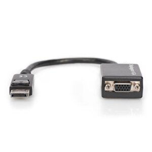 Displayport (dp) <-> Vga Adaptörü, Dp Erkek - Hd15 Dişi, 0.15 Metre, Kilit Mekanizmalı, Dp 1.2 Uyumlu, Ul, Siyah Renk