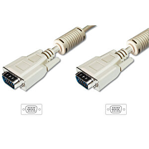 Vga Monitör Kablosu, Dsub 15 Erkek &lt;=&gt; Dsub 15 Erkek, 3 Metre, Cu, 3coax/7c, Awg28, 2x Ferrite Filtreli, Ul, Bej Renk Tdrtr